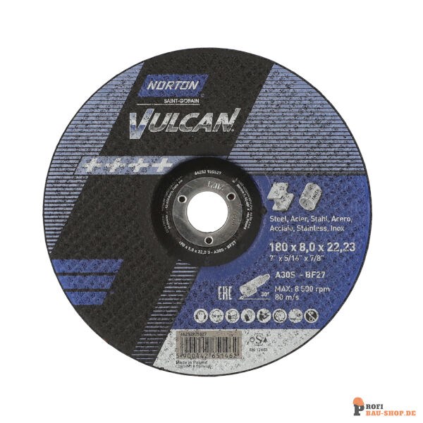 nortonschleifmittel/NORTON_schleifmittel_66252925527 Norton VULCAN  Portable grinding wheels 180x8.1x22.2mm 30 GRIT_122562